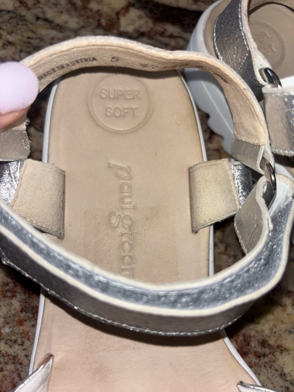 Paul Green Leather Silver Sandals US 8.5 - Picture 4 of 10